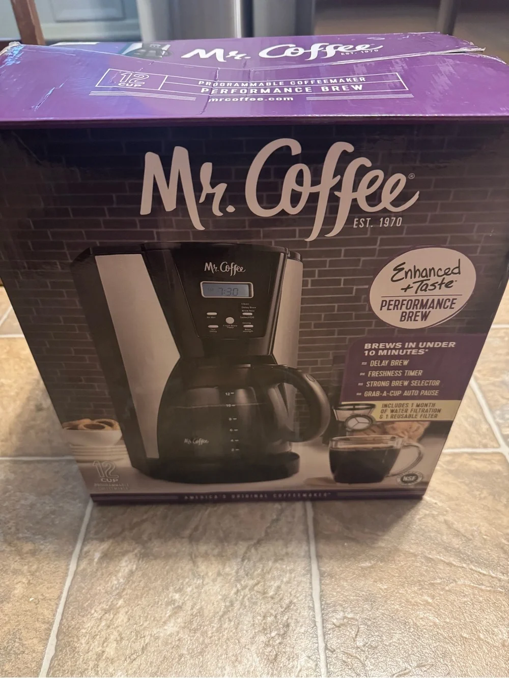 Mr. Coffee Black Programmable Coffee Maker - Enhanced Taste Performance Brew